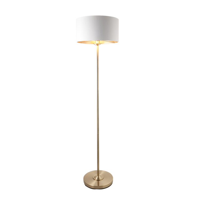 Manon Floor Light in Antique Brass With White Shade