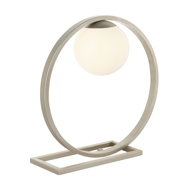 Aquene Circular Opal Glass Table Lamp in Silver