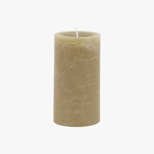 Country Pillar Candle in Rustic Olive, Small, Pack of 2