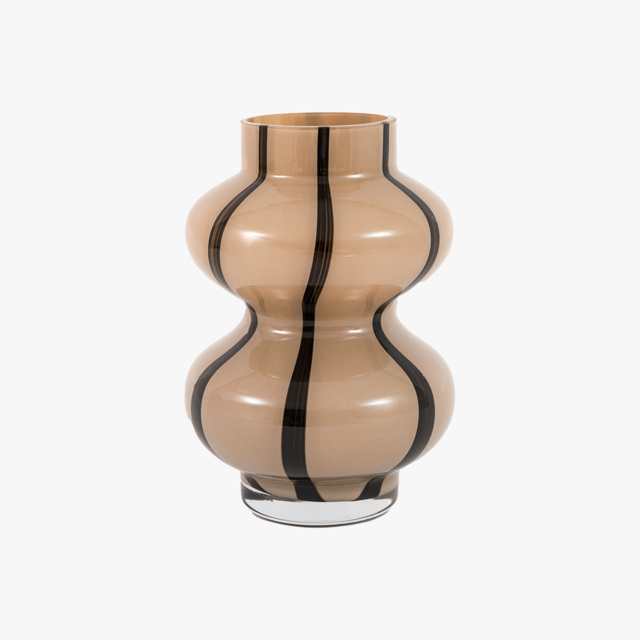Arla Swirl Glass Vase in Camel and Black