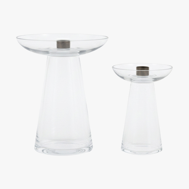 Lucetta Glass Candle Holder in Clear, Set of 2