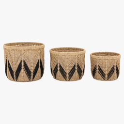 Cesta Baskets in Natural and Black, Set of 3
