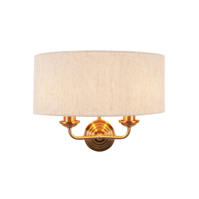Manon 2-Light Wall in Vintage Brass & Natural Linen