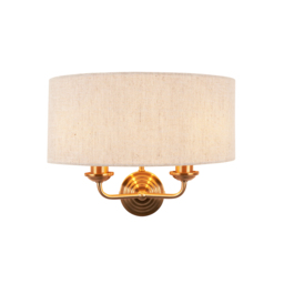 Manon 2-Light Wall in Vintage Brass & Natural Linen