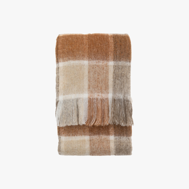 Grant Checkered Mohair Throw in Natural
