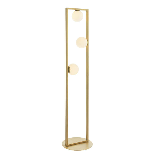 Aquene Rectangular Opal Glass Floor Lamp in Gold