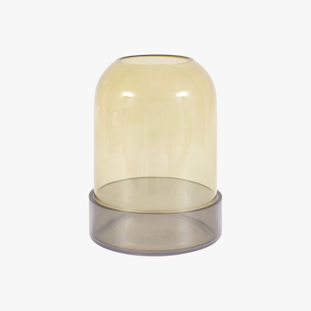 Jade Smoked Glass Candle Holder in Green, Small