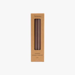 Lucera Tapered Dinner Candles in Taupe, Set of 8