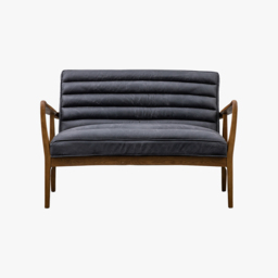 Scott Two-Seater Leather Sofa in Black Graphite
