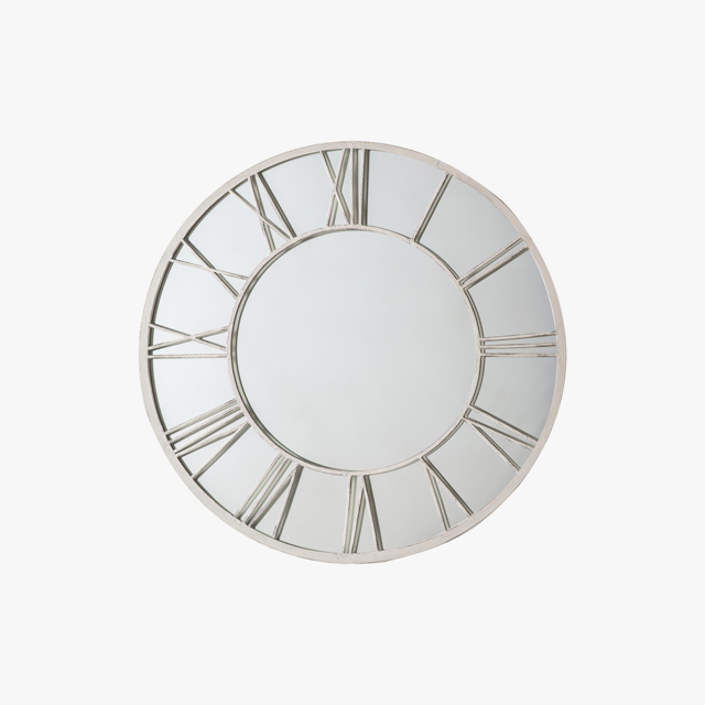 Tick Tock Outdoor Mirror in Distressed White