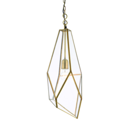 Aragon Clear Glass Pendant in Antique Brass