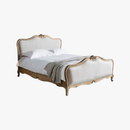 Opera King Size Bed Frame in Natural Wood and Linen