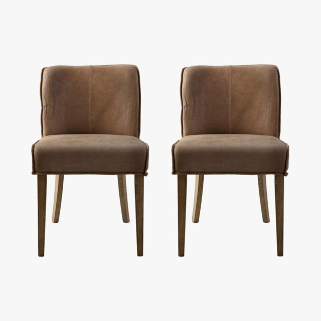 Ewan Leather Dining Chair, Pack of two