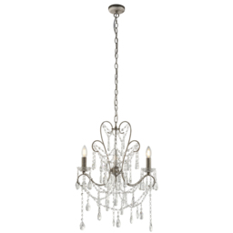 Luc 3-Light Vintage Chandelier in Silver & Clear Cut Glass