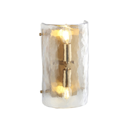 Theresa 2Lt Wall Light in Brushed Aged Brass and Textured Glass