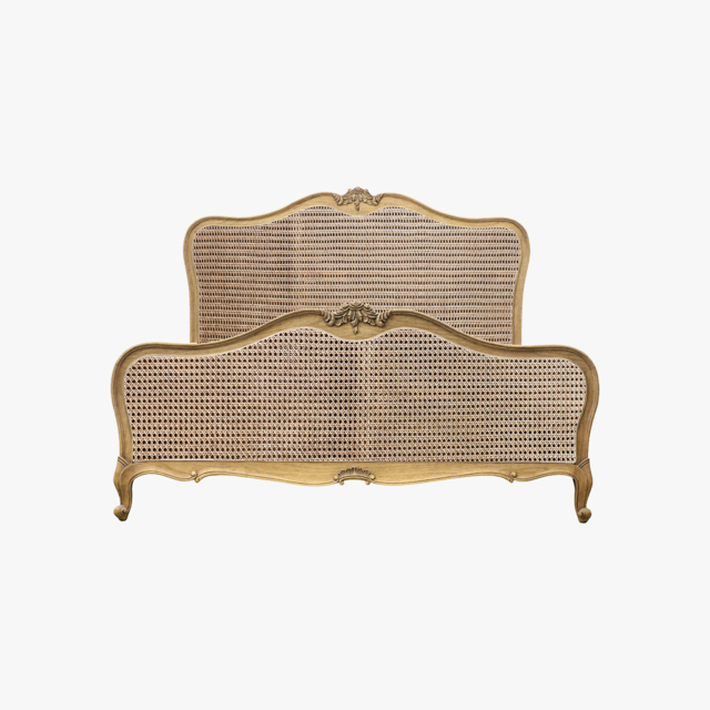 Opera King Size Bed Frame in Cane & Natural Wood