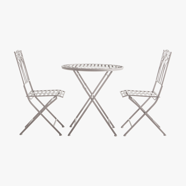 Paxton Outdoor Bistro Table and Chairs Set in Weathered White