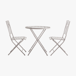Paxton Outdoor Bistro Table and Chairs Set in Weathered White
