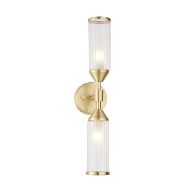 Julian Tubular Glass Wall Light in Brushed Brass