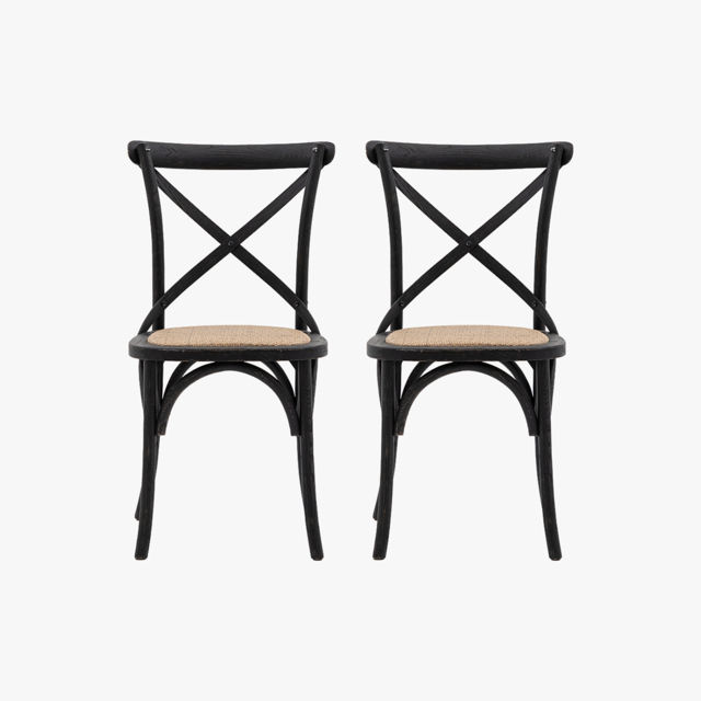 Theodore Rattan Dining Chair in Black - Set of 2