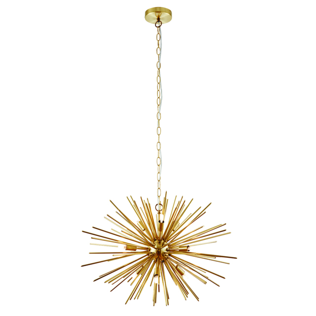 Asgard Nine Light Pendant in Satin Brass