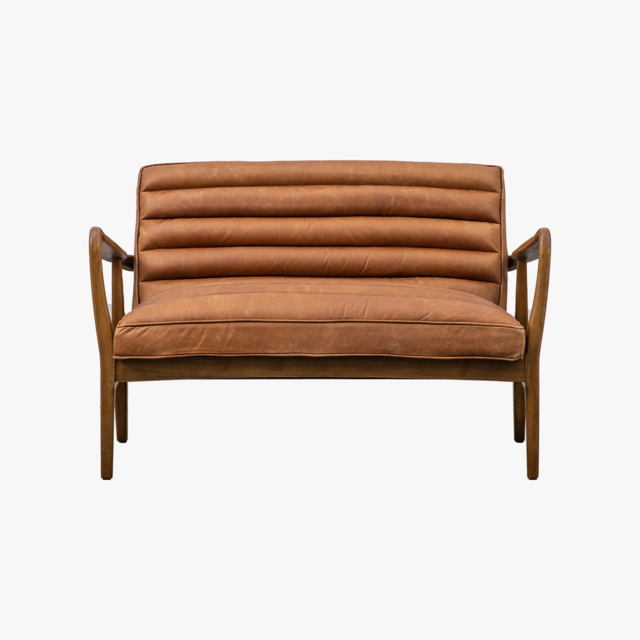 Scott Two-Seater Leather Sofa in Vintage Brown