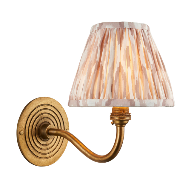 Target Wall Light in Antique Brass and Ikat 16cm Natural Shade
