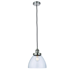 Ralph Clear Glass Pendant in Brushed Silver