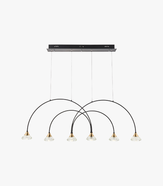 Noah Black Arch Pendant with Six Crystals