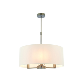 Dawson Three Light Pendant in Antique Bronze with Faux Silk Fabric