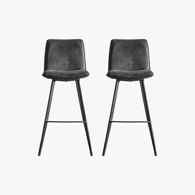 Persis Bar Stool in Grey, Set of Two