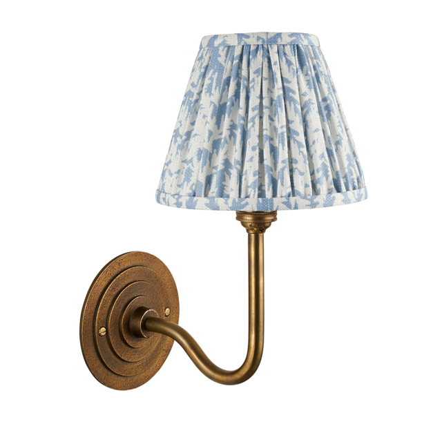 Nicolette Wall Light in Antique Brass and Leaf 16cm Shade in Blue