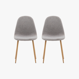 Laze Dining Chair in Oak & Light Grey - Set of 2