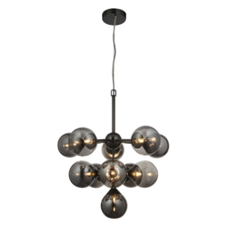 Mabel Medium Smoked Mirror GlassPendant in Black Chrome
