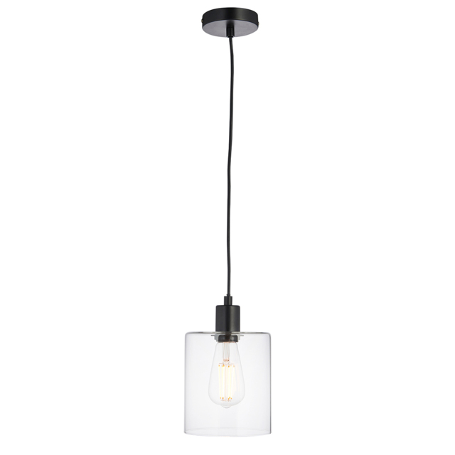 Bonnie Clear Glass Pendant in Matt Black