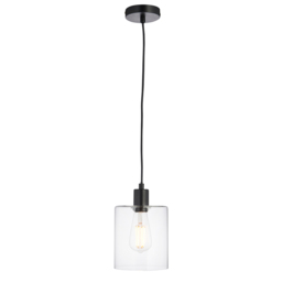 Bonnie Clear Glass Pendant in Matt Black