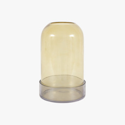 Jade Smoked Glass Candle Holder in Green, Large