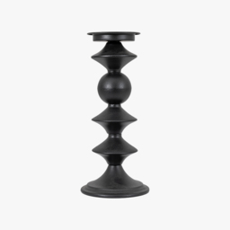 Onyx Pillar Candlestick in Black - Large