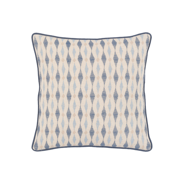Bria Ikat Embroidered Cushion in Ink Blue