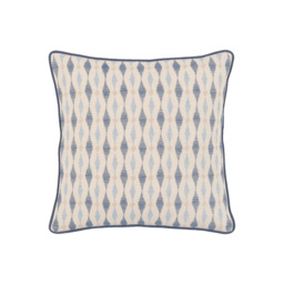 Bria Ikat Embroidered Cushion in Ink Blue