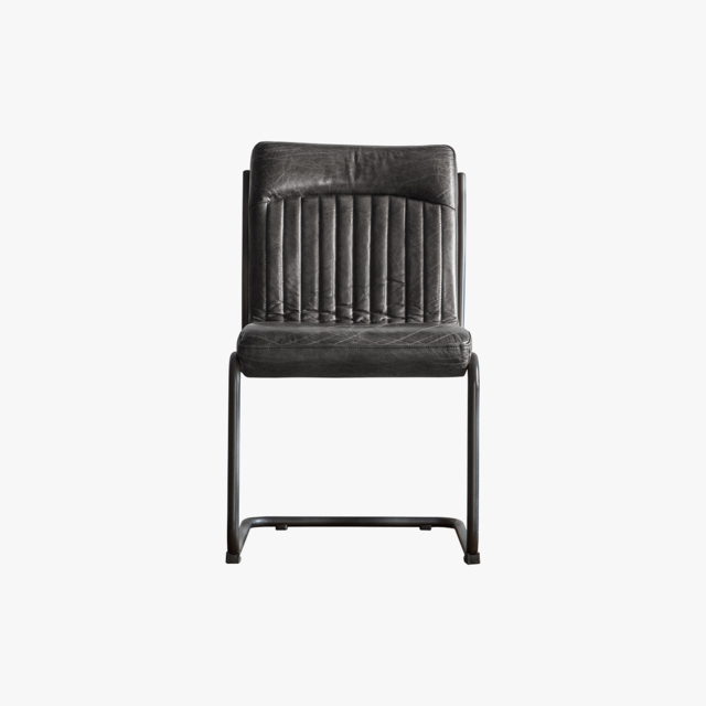 Nancy Vintage Leather Chair in Black
