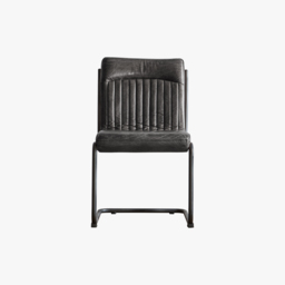 Nancy Vintage Leather Chair in Black