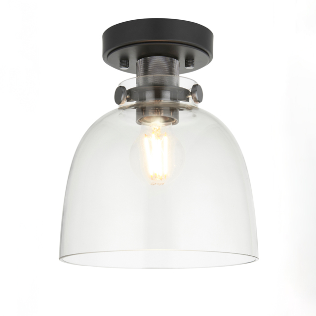 Ulmer Tinted Glass Flush Light in Black Chrome