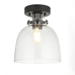 Ulmer Tinted Glass Flush Light in Black Chrome
