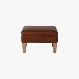 Remington Leather Footstool in Vintage Brown