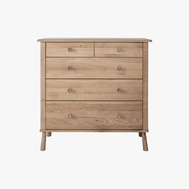 Rebecca Oak Chest of Five Drawers in Natural