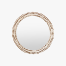 Groove Round Mirror in White Wash