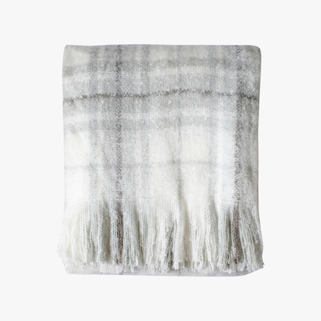 Grant Checkered Mohair Throw in Grey