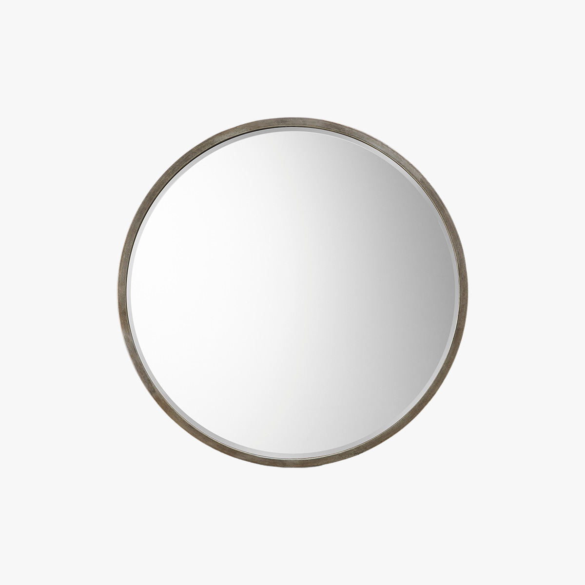 Newport Round Mirror in Antique Silver, Large
