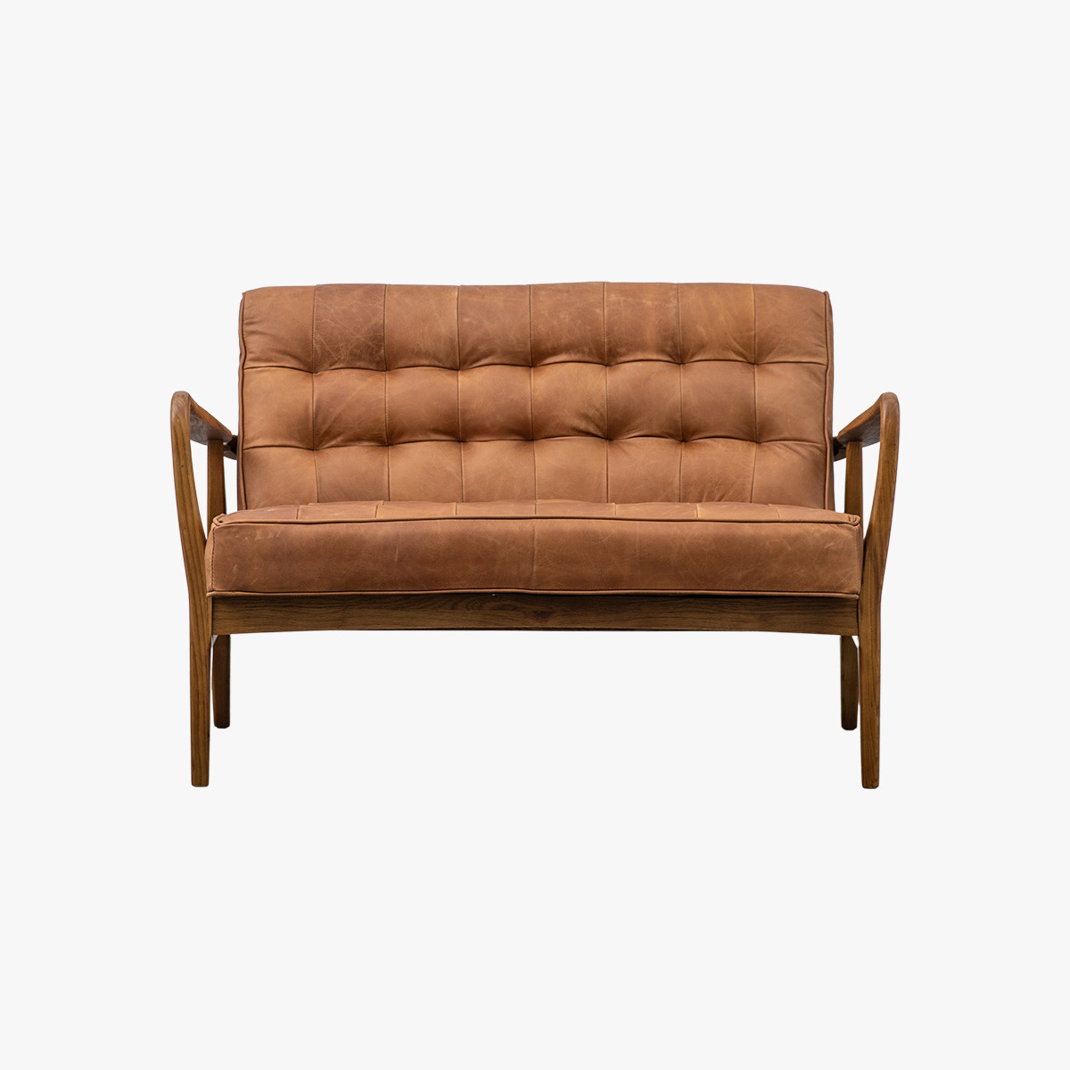 Brad Two-Seater Leather Sofa in Vintage Brown